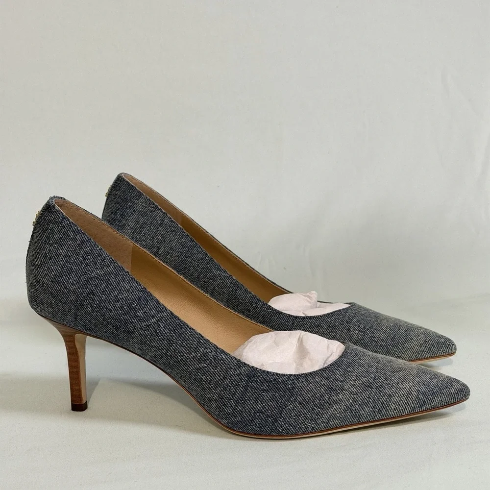 LAUREN‎ Ralph Lauren Size-9.5B Lanette Pointed Toe Pumps Heels Blue Denim